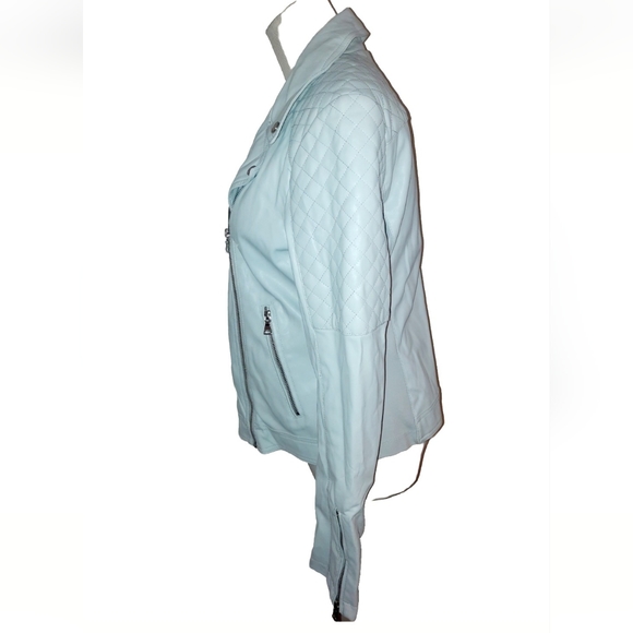 Express Faux Leather Biker Jacket Quilted Gray Medium - Picture 11 of 11